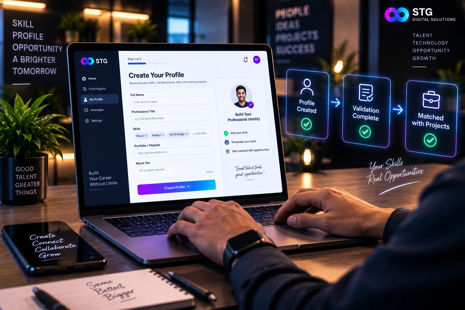Create your talent profile at STG